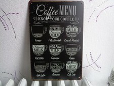 TOLE METAL VINTAGE MENU CAFE 20 X 30 CMS NON PLAQUE EMAILLEE ANCIENNE