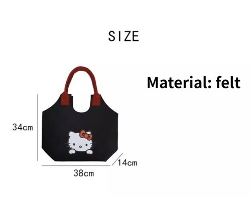 Korean Style Hello Kitty Felt Tote/Book Bag Classic Red Bow Womens Purse New 15" - Picture 2 of 5