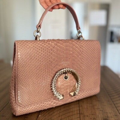 Jimmy Choo Mauve Python Madeline Top Handle Bag