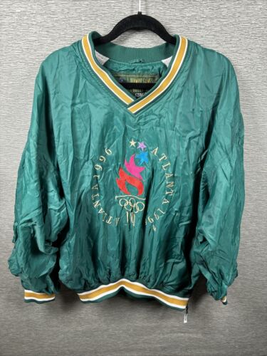 VINTAGE Men’s Atlanta Olympics Jacket Green 1996 Starter Pullover Lined Size XL - Picture 1 of 11