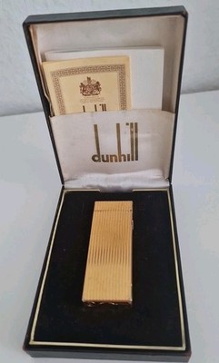 Vintage DUNHILL Rollagas Feuerzeug, golden mit orig. Etui US RE24163 Patented