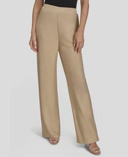 Halston Women's Gold Metallic-Knit Pull-on Pants Size L
