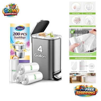Versatile 4 Gallon Clear Garbage Bags - Perfect for Bathroom and Kitchen Waste