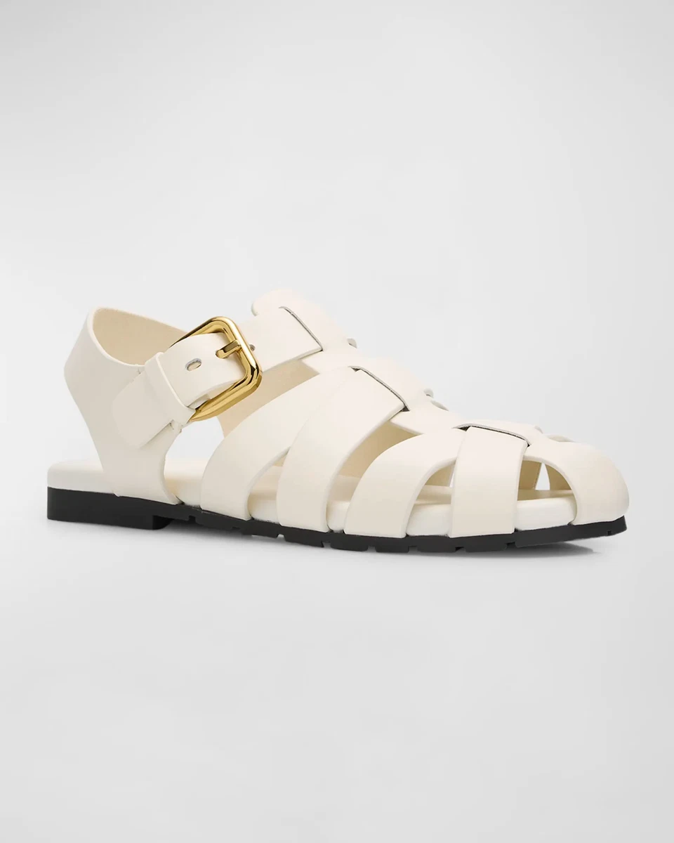 La Milano Men\'s Jonathan II Fisherman Leather Vacation White Sandals size 15 White Fisherman Sandals for Men with Upper Leather for sale  main image 2