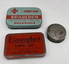 Vintage Tin Boxes Elastoplast & Waterproof dressings + Vest Pocket Cup. B2
