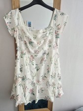 Coast White Floral Fringed Ruffle Occasion Dress Size 16 Rrp £109