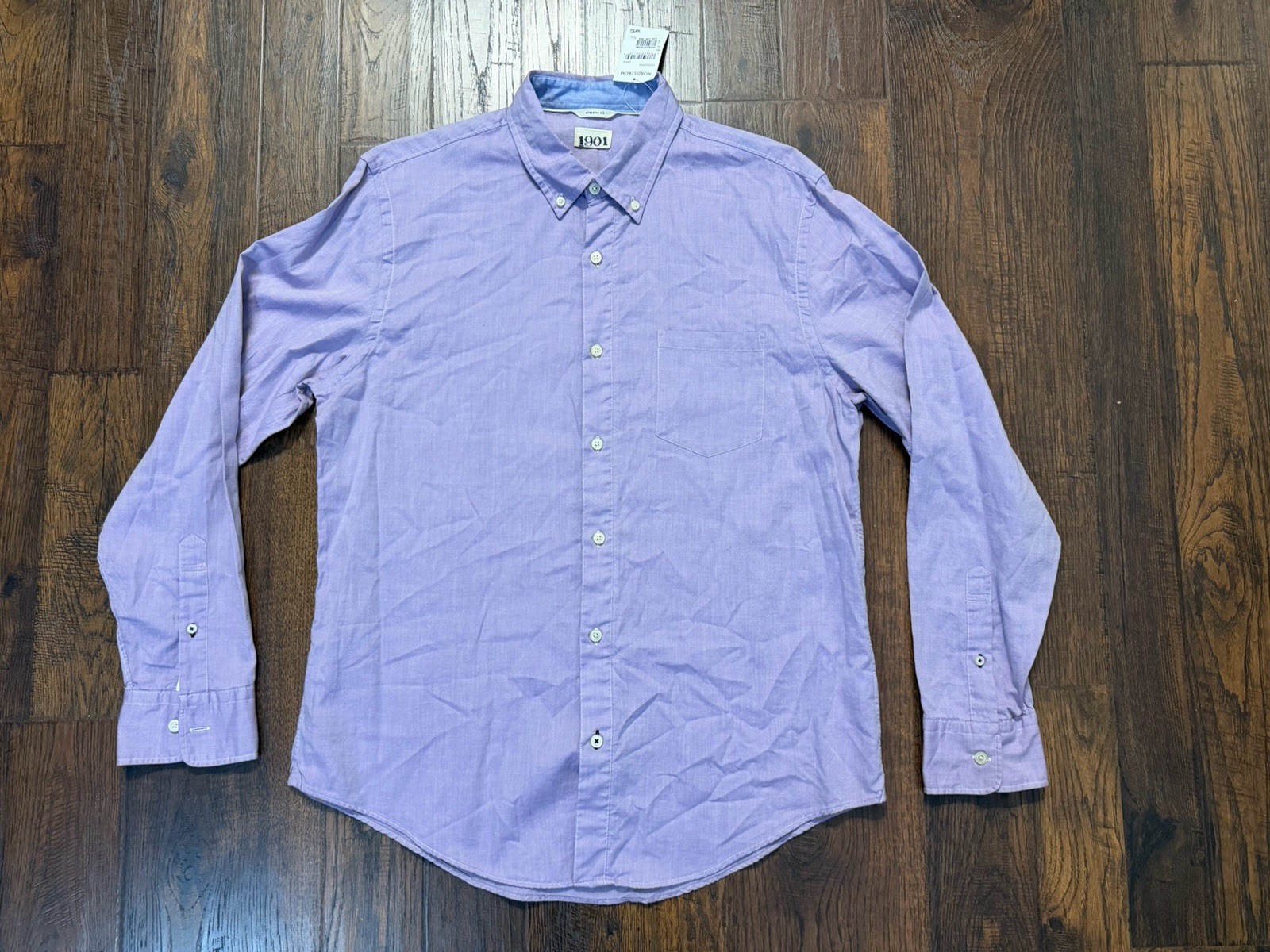 1901 Nordstrom NWT Athletic Fit Long Sleeve Button Down Shirt Mens Large Purple