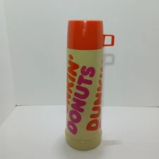 1980's King Seeley Dunkin Donuts Thermos 32 0z Metal Glass Lined USA Made 13.5"T