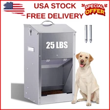 Automatic Dog Feeder Large Breed with Handle Stainless Steel Indoor and Outd