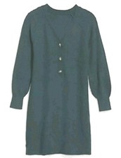 Old Navy Tunic Sweater Dress Woman 2X Ribbed Knit Dark Teal Green Raglan V-Neck 