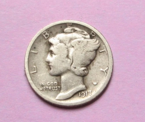 1917 D Mercury Dime with Fine Details