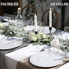 100PCS White Plastic Disposable Plates Heavy Duty Dinner Dessert Party Plates