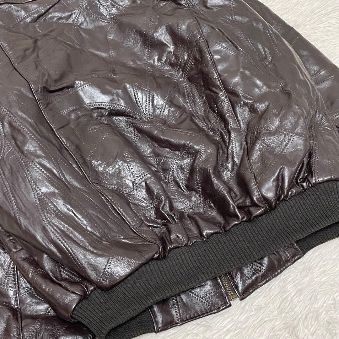 Rare patchwork lamb leather jacket L equivalent M… - image 11