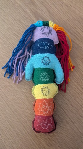 Voodoo Doll, Chakra Infused Personal Protection 14" Rainbow Authentic Handmade