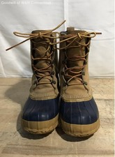 L.L. Bean Men's 8" Bean Boots Tan Navy Duck Boots Made USA Size 8