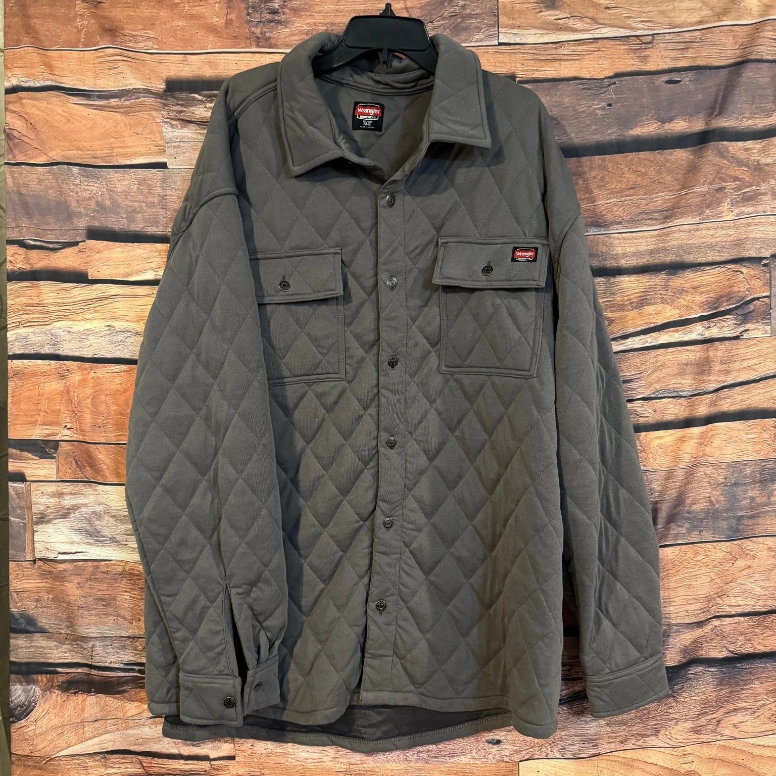Wrangler WORKWEAR Men's 3XL Diamond Quilted Shacket Eiffel Tower Gray Relaxed