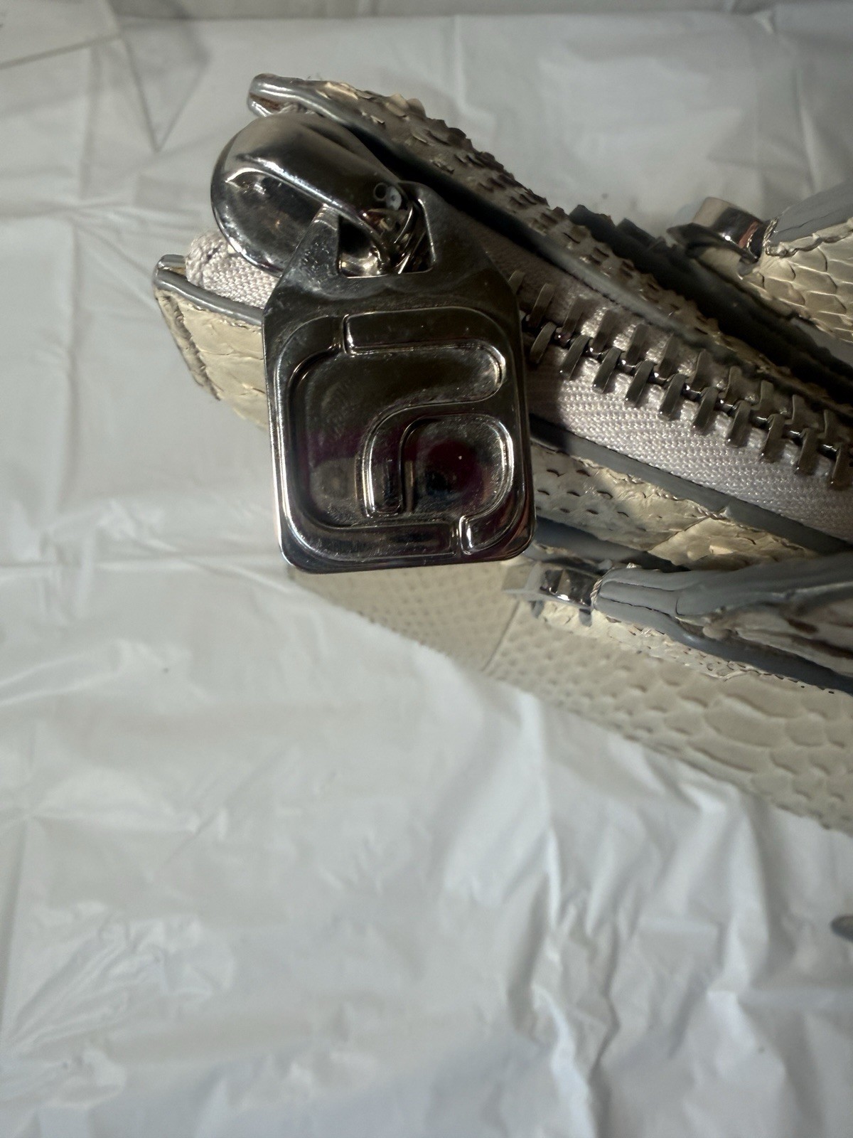 ALEXANDRA CLANCY Oren Python satchel in Ivory/cre… - image 8