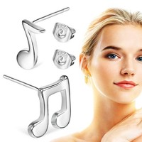 1 Paar Damen-Ohrstecker, Asymmetrische Musiknoten-Ohrstecker, Modeschmuck FüR