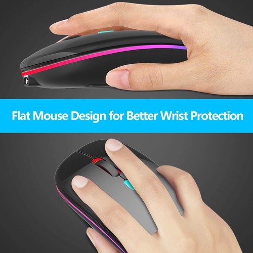 LED Wireless Mouse, Rechargeable Slim Silent Mice 2.4G Portable Office Optica... - Picture 7 of 7