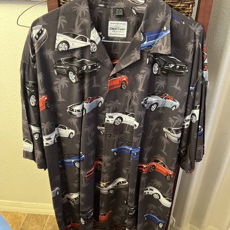 David Carey Originals Mustang Print Button-Up Short Sleeve Shirt Men's sz 3XL
