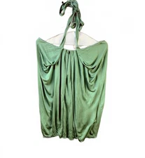 Vintage 70's Holly Harp Green Chiffon Halter Top for Women (481)