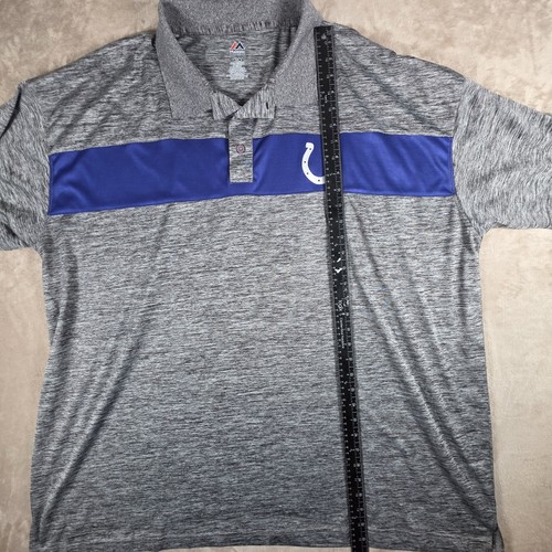 Indianapolis Colts NFL Polo Shirt Mens 3XL Gray Performance Heathered Majestic - Picture 2 of 5