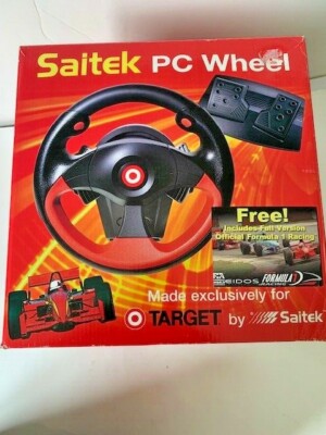 Vintage Saitek PC Wheel #J11B (15-Pin Connector))+Bonus Formula 1 Racing CD/NIB!