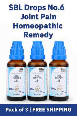 SBL Drops No. 6 Joint Pain Homeopathic Remedy 30 ml   Pack of 3   Free Shipping