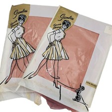 Seamless Stockings 50  s Size 8.5 Two Pairs Beige  Cinnamon Original Packaging