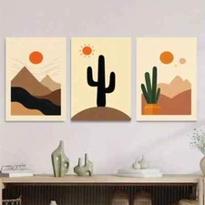 3pcs Modern Abstract Desert Landscape Metal Print  Ready to Hang Art