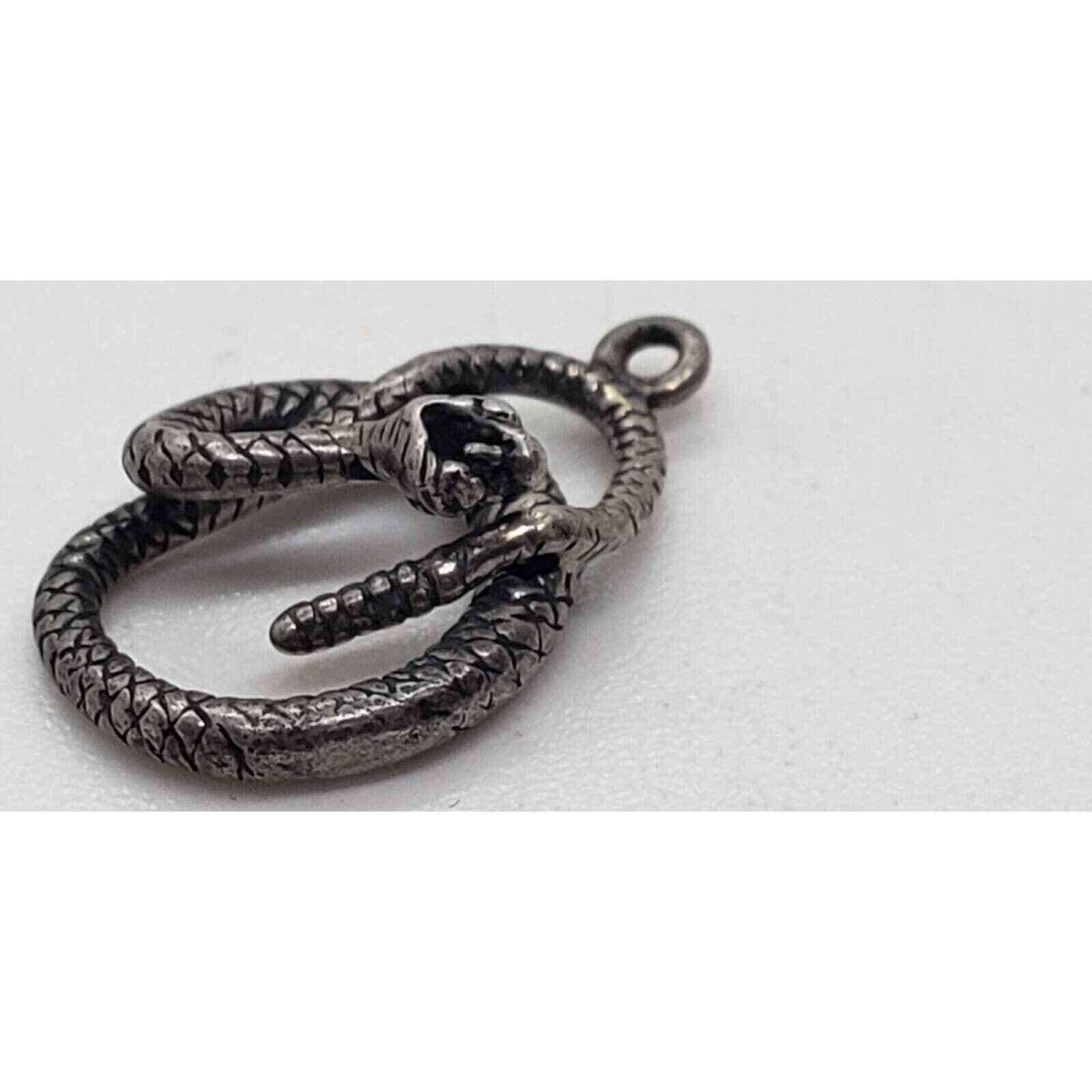 Coiled Snake Pendant Solid 925 Sterling Silver Se… - image 4