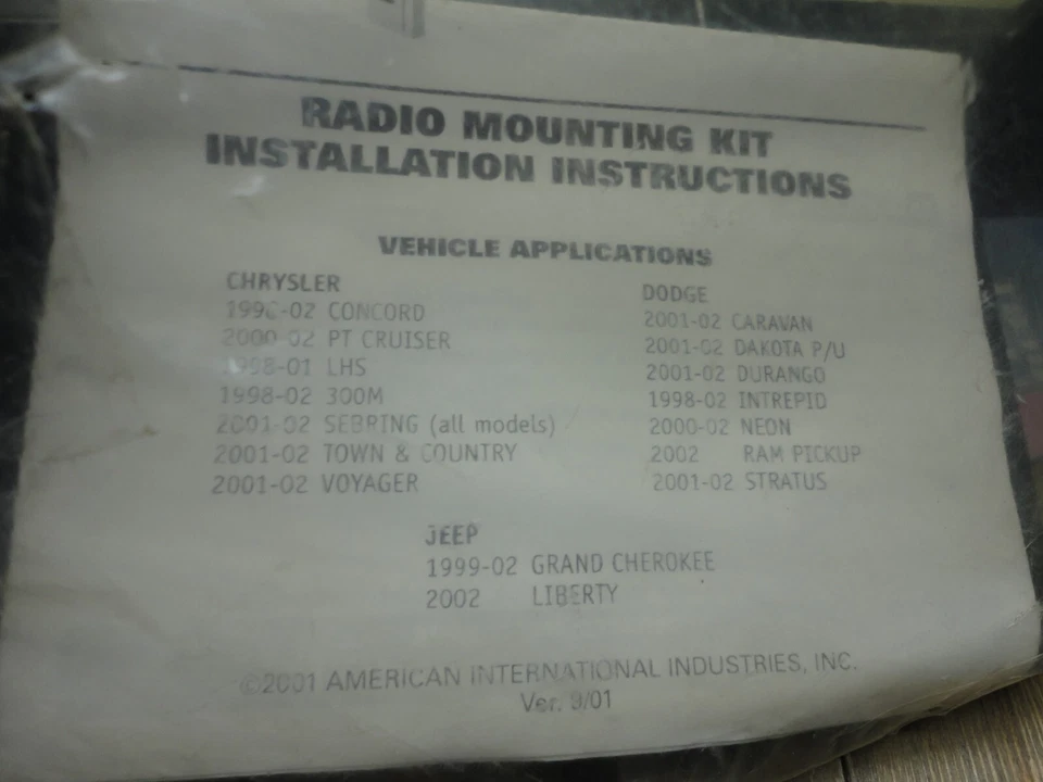 Single DIN Radio Replacement Dash Kit for Select Dodge/Jeep/Plymouth/Chrysler - Image 3 of 4