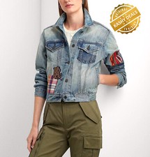 Lauren Ralph Lauren Patchwork Blue Denim Women's Trucker Jacket - M - Rrp £395