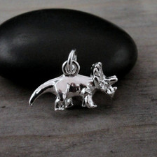 Silver Triceratops Charm - Dinosaur Charm - Triceratops Dinosaur Pendant