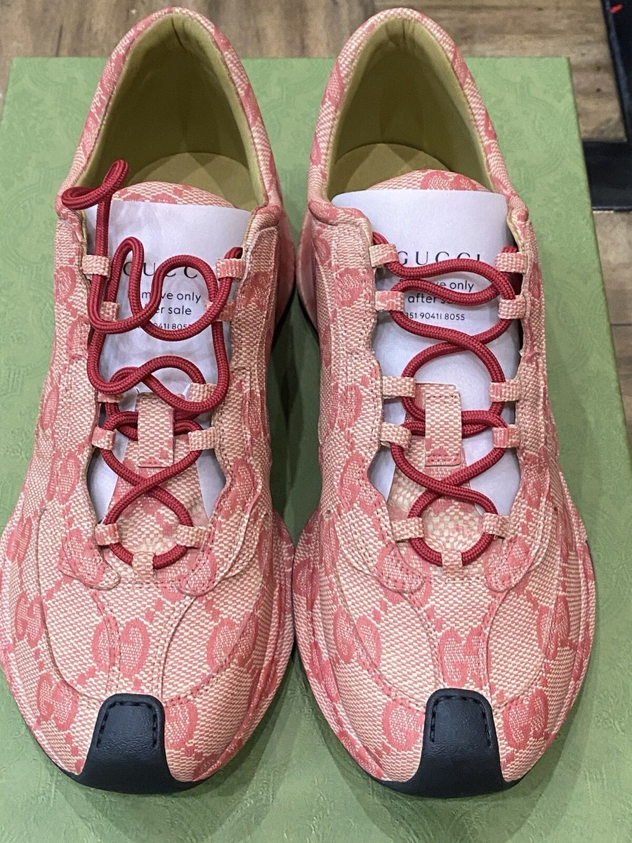 GUCCI Mens Ultralight Plume GG Sneakers | Beige Hibiscus Red  display picture 1