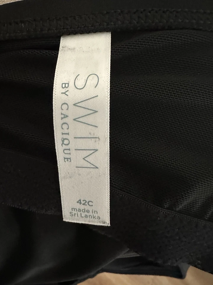 Top de baño Lane Bryant Tankini Cacique negro 42 C Foto 3 de 3