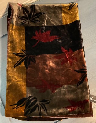 Vintage FF Collection Luxurious Velvet Silk Neck Scarf 58  Rich Autumn Colors
