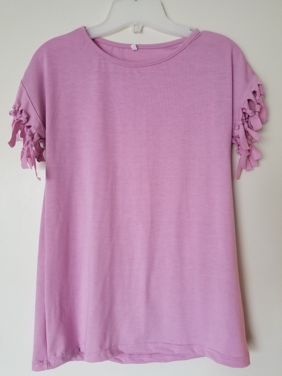 Basic Solid Pink Knotted Short Sleeve Classic Nec… - image 1