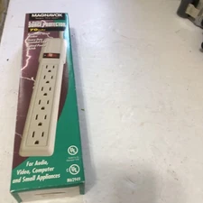 Magnavox 6 Outlet Safety On/Off Surge Switch Protector Power Strip 4 Feet Cord