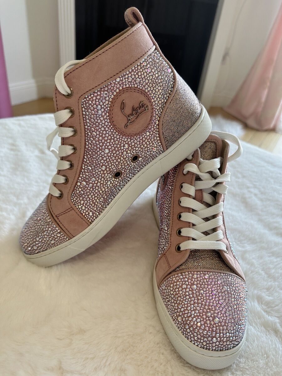 Cristian Louboutin Swarovski Light Rose Gold Suede Pink High Cristian Louboutin Swarovski Light Rose Gold Suede Pink High