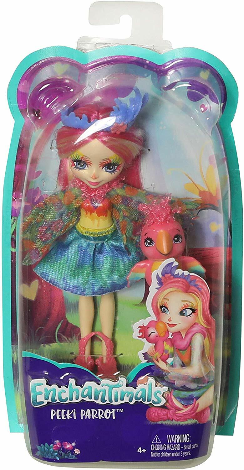Mini-poupée Peeki Perroquet Enchantimal avec sa figurine amie oiseau pour enfant