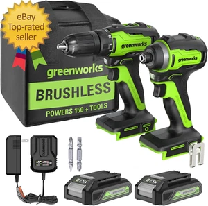 24V MAX Cordless Brushless Drill & Impact Driver Combo Kit  Electric Drill Set H