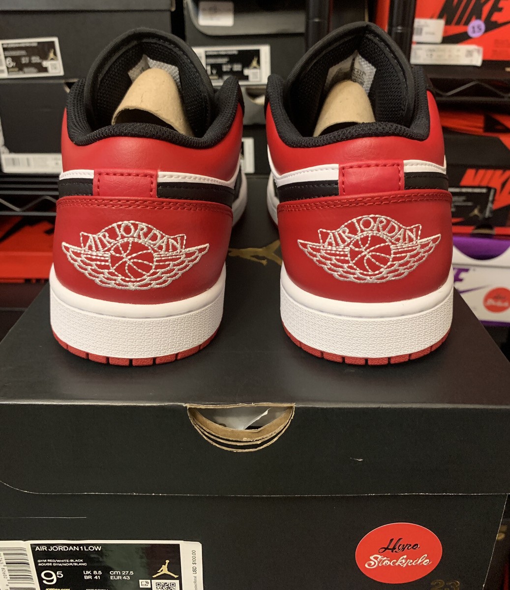 Nike Air Jordan 1 Low Bred Toe Black Red Retro Shoes 553558 Nike Air Jordan 1 Low Bred Toe Black Red Retro Shoes 553558