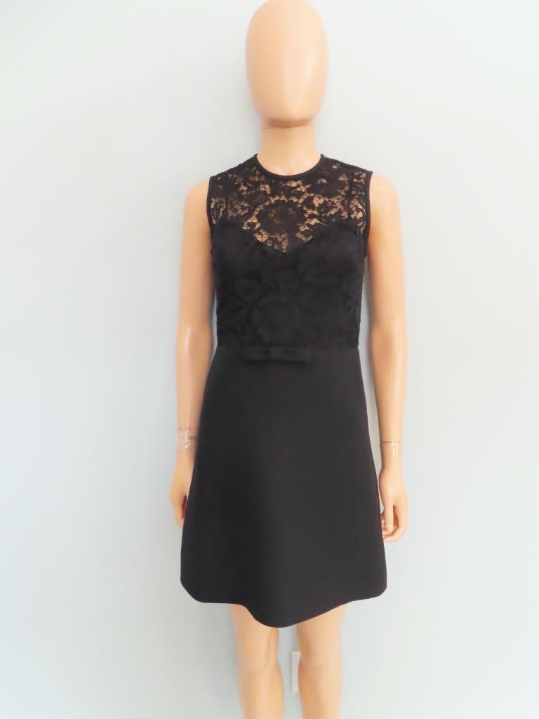 Valentino★素敵!Black Lace & Crepe w/Bow Detail Mini Dress NWT Valentino Black Lace & Crepe with Bow Detail Mini Dress