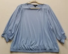 Simply Vera Vera Wang Top Women’s 2XL XXL Blue ¾ Sleeve Crew Neck Stretch Blouse