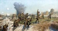 Battle of the Somme Ulster Division Painting by J. P. Beadle Reproduction