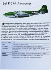 Bell P-59 P 59 Airacomet Picture Jet Aircraft Out of Print Spec Sheet Art Decor 