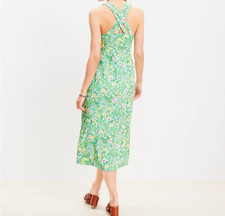 LOFT NEW W/TAG Most Popular Women's Floral Crossover Back Button Midi Dress - 4P