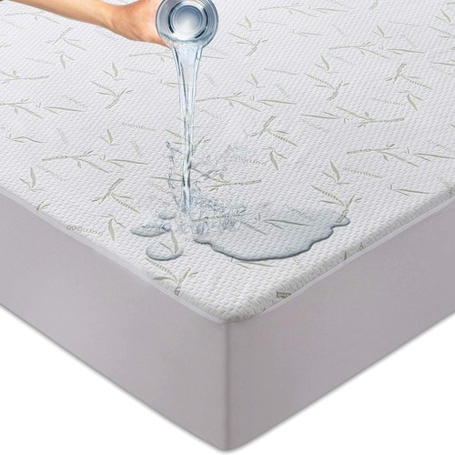 Waterproof Bamboo Mattress Protector Hypoallergenic Breathable Fitted