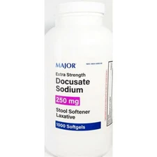Major Docusate Sodium 250mg Softgels 1000ct Exp 10-2027